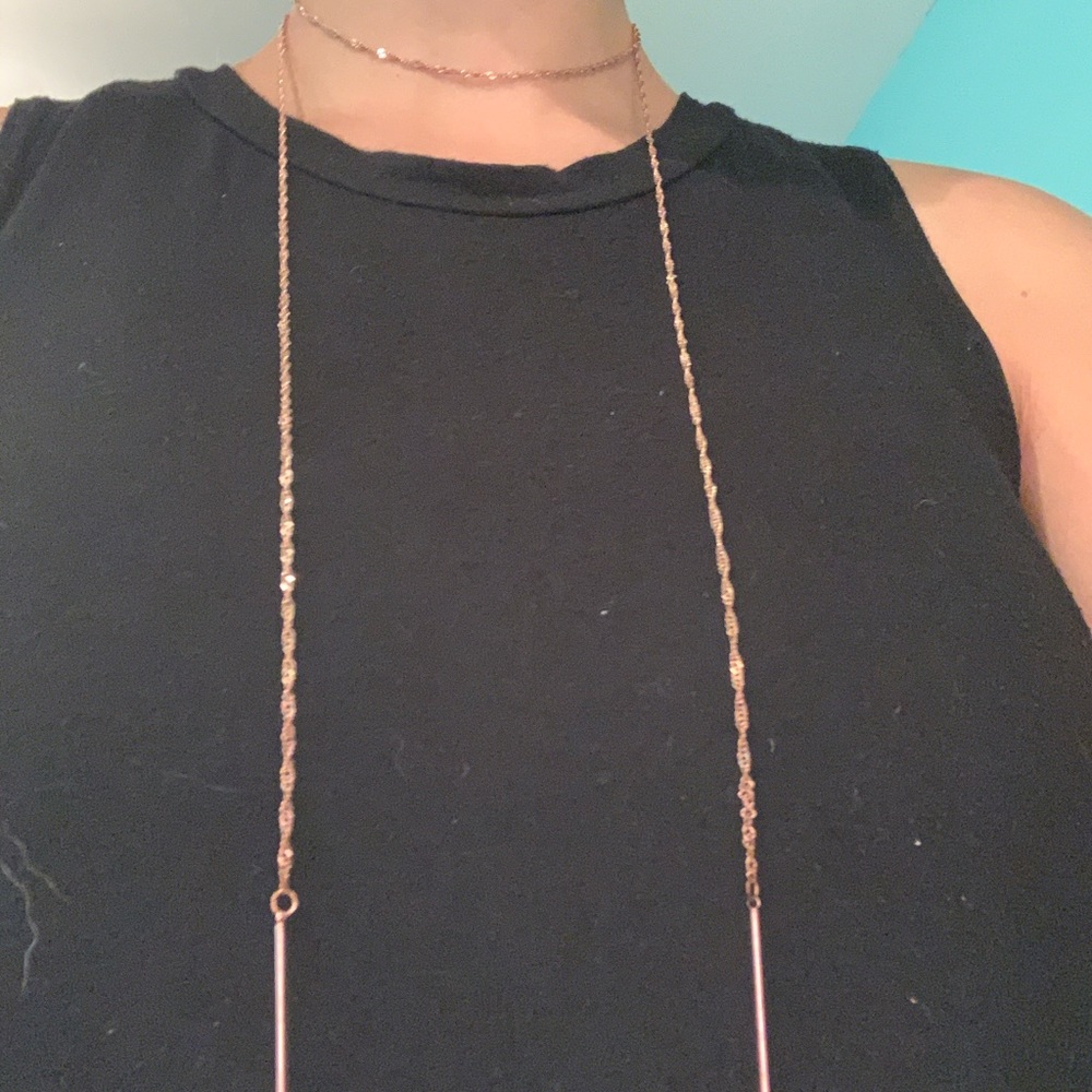 Rose Gold Twisted Rope Lariat Necklace